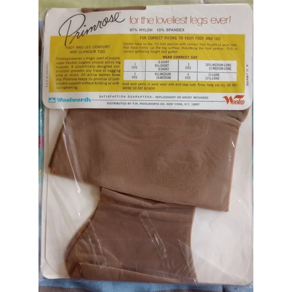 VINTAGE Sheer Seamless Pantyhose Stockings Suntone Nylons‎ Primrose Size 3 NOS